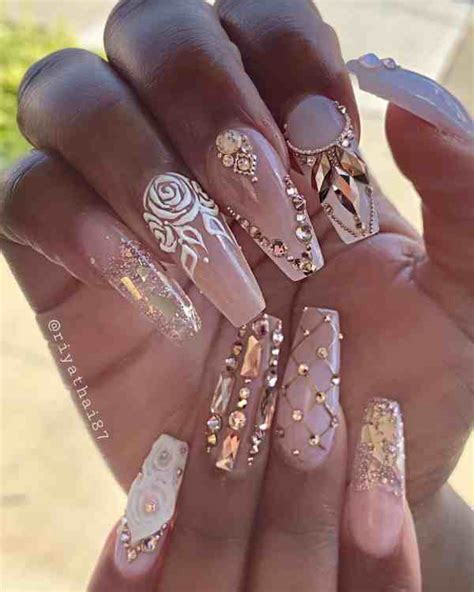 130 Elegant Rhinestones Coffin Nails Designs Howlifestyles