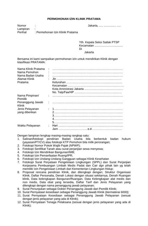 Pdf Permohonan Izin Klinik Pratama Pelayanan Jakarta Go Id