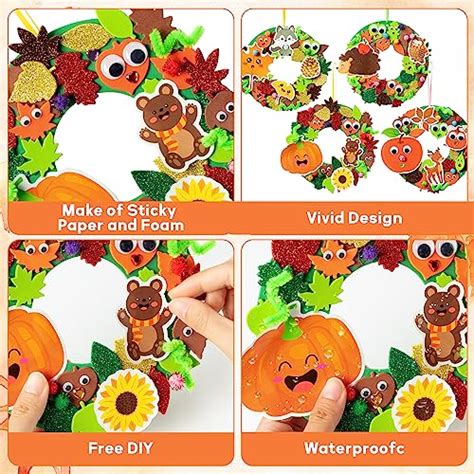 WATINC Lot De 12 Ensembles De Couronnes De Feuilles D Automne Kits De