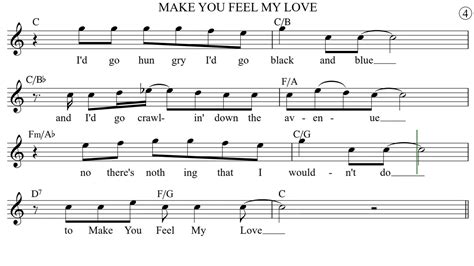 MAKE YOU FEEL MY LOVE For Flute Or Violin Sheet Music Play Along