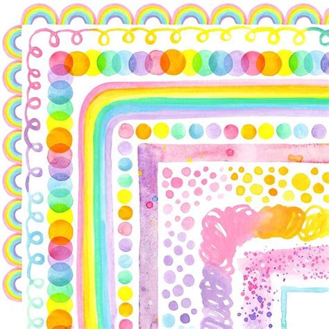 Pastel Rainbow Watercolor Borders Spring And Easter Clip Art Frames