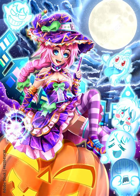 Kawaii anime girl in a ghost town, anime illustration for halloween. Stock Illustration | Adobe ...