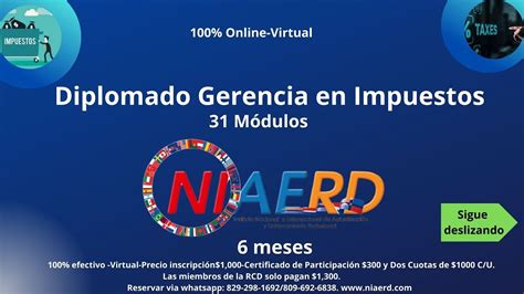 VIDEO DIPLOMADO GERENCIA EN IMPUESTOS DE NIAERD INSCRIBETE CON SOLO