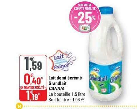 Promo Lait Demi Cr M Grandlait Candia Chez G Icatalogue Fr