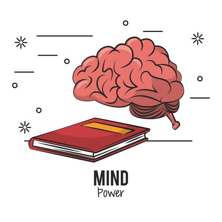 Mind Power And Brain With Book Vector Illustration Graphic Design