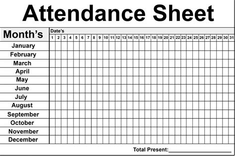 Free Printable Attendance Sheet Blank Printable Calendar