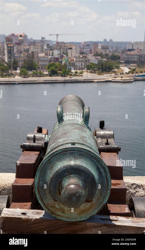 Spanish Colonial Period Bronze Cannons Overlooking Havana At Morro