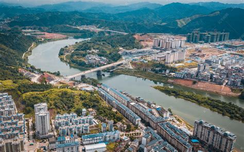 城市中午广西省三江县市中心风光航拍楼顶无人机摄影图配图高清摄影大图 千库网