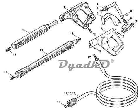 Схема деталировка минимойки бытовые мойки Stihl Re 141 K Re 161 K Пистолет распылитель