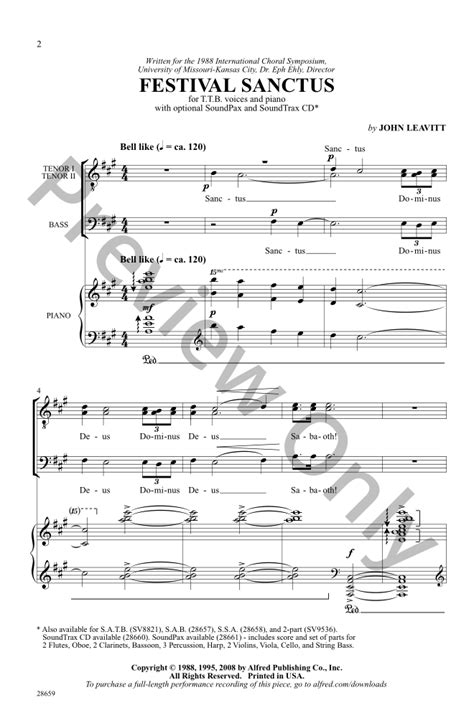 Festival Sanctus Ttb By John Leavitt Jw Pepper Sheet Music