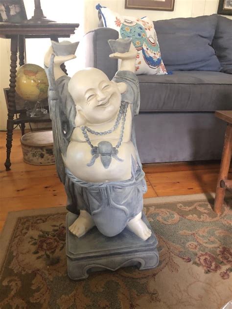 Large Jolly Hotei Laughing Buddha Sculpture Asian Statue Garden Front