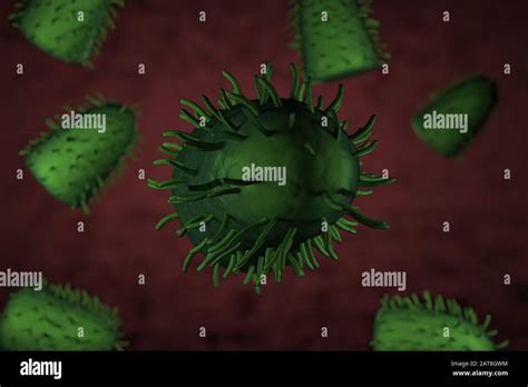 3d illustration, close up of microscope Rabies Virus Stock Photo - Alamy