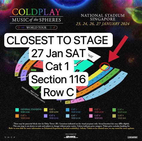 Coldplay Jan Sat Cat Section Row C Physical Ticket Tickets