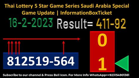 Thai Lottery Star Game Series Saudi Arabia Special Game Update