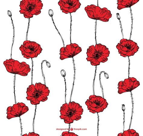 Free Vector Poppy Seamless Pattern