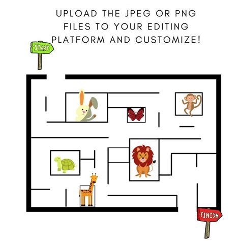 an animal maze is shown with the text upload the jeeg or png files to ...