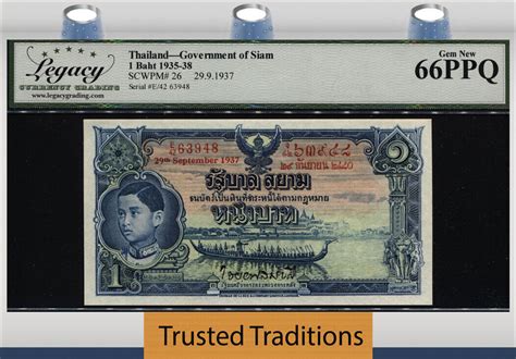 Welt Banknoten 1 BAHT TT PK 26 1935 38 THAILAND GOVERNMENT KING RAMA