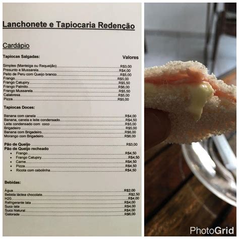 Menu At Lanchonete E Tapiocaria Reden O Cafeteria Cachoeira Paulista