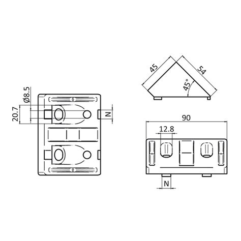 Angle Connector 90 X 45 45 Degree Connection Angle A2A Systems