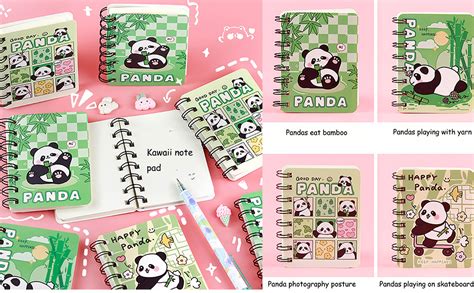 Amazon Small Mini Spiral Notebooks 4Pcs Cute Kawaii Panda Thick