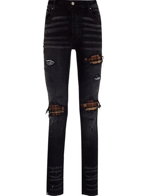 Amiri Ripped Finish Skinny Jeans Black Farfetch