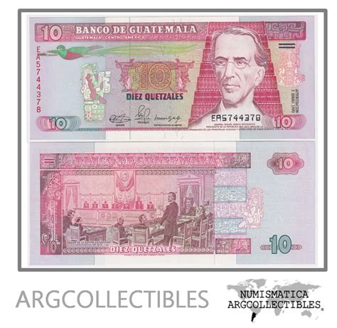 Guatemala Billete 10 Quetzales 1990 P 75b UNC Argcollectibles