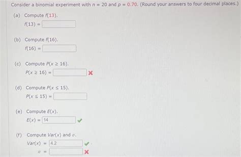 Solved Consider A Binomial Experiment With N And P Chegg