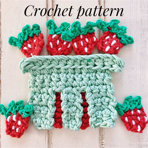 Pattern Crochet Strawberry Applique Pattern Berry Picking Etsy