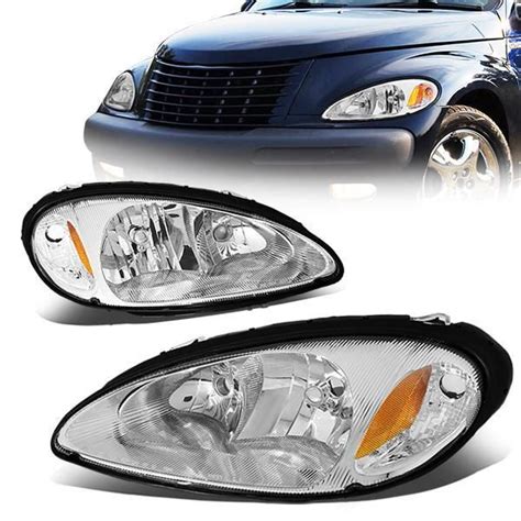 01 05 Chrysler Pt Cruiser Headlights Chrome Housing Amber Corner