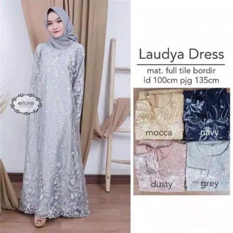 Jual Laudya Dress By Elsire Ready Stok Tile Brokat Premium Dress