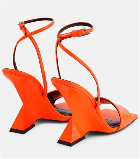 Cheope Patent Leather Wedge Sandals In Orange The Attico Mytheresa