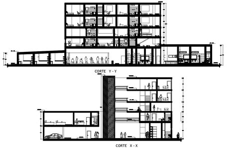 2d drawing sectional details of apartment building dwg file - Cadbull