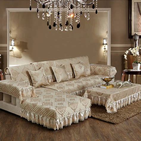 European Style Luxury Sofa Cover With Lace Single Double Three Seater