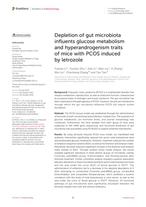 PDF Depletion Of Gut Microbiota Influents Glucose Metabolism And