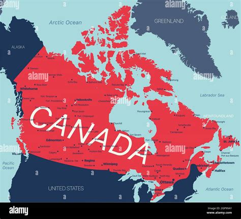 Canada Vector Editable Map With Capital National Borders Cities And