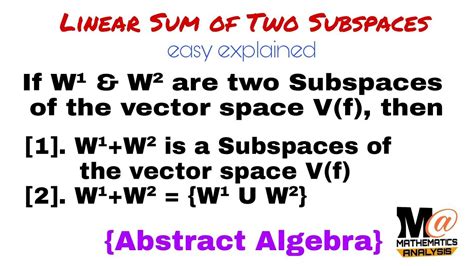 Linear Sum Of Two Subspaces Theorem Proof Abstract Algebra Youtube