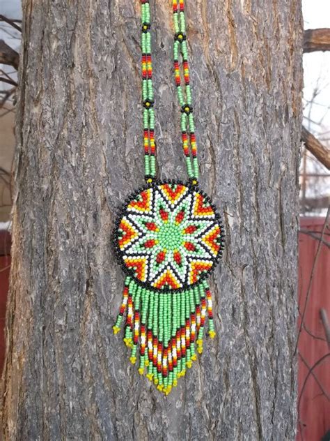 Morning Star Necklace Native American Pow Wow Beadwork Bead Work Native American Beadwork