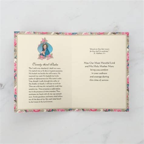 Elegant Sympathy Virgin Mary Pink Roses Card Zazzle