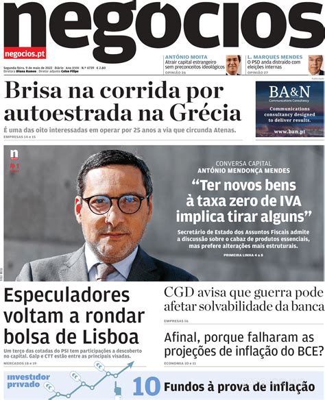 Jornal De Neg Cios Mai Jornais E Revistas Sapo Pt Ltima