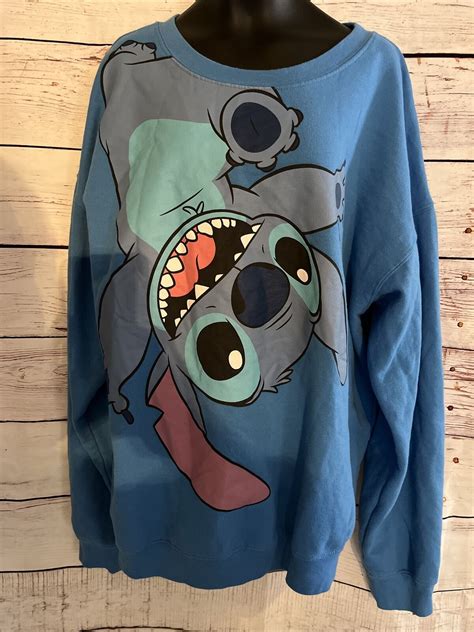 Disney Lilo And Stitch Blue Stitch Large Logo Sweater S… Gem