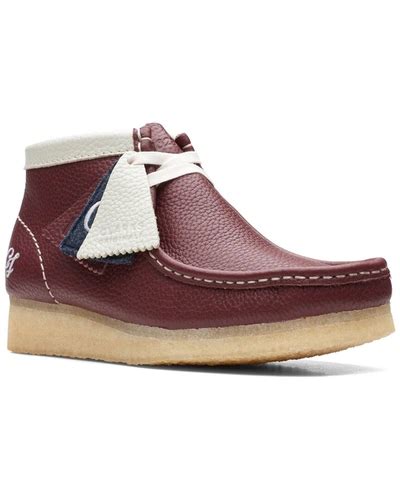 Clarks Wallabee Boot Leather Bootie In Red Modesens