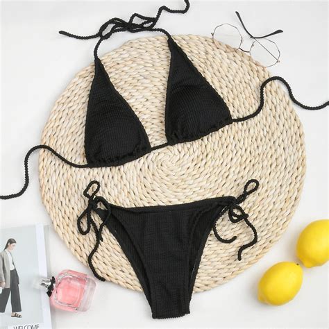 Sexy Bikini Push Up Women Swimsuits Female Micro Bikini Set Solid Thong Brazilian Swimwear