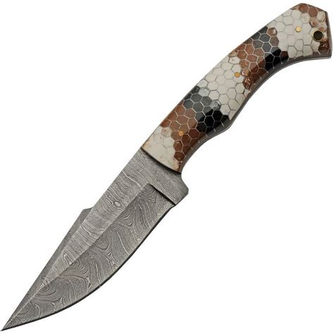 Damascus Knives 1321 Texas Rattler Damascus Fixed Blade Knife Black