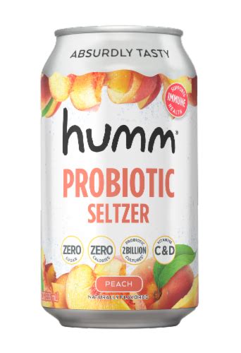 Humm Kombucha Probiotic Peach Flavored Seltzer Water Cans Fl Oz