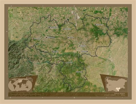 Haskovo, Bulgaria. Low-res Satellite. Labelled Points of Cities Stock ...
