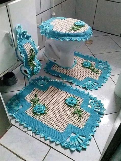 Crocheted Bathroom Set Ideas For Crochet Lovers Crochet Rug Crochet Home Crochet