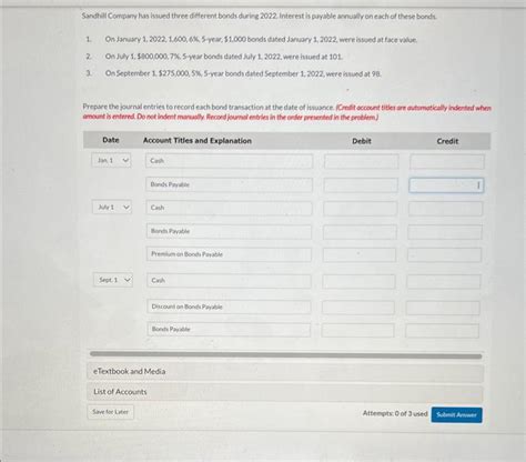 Solved Sandhill Company Has Issued Three Different Bonds Chegg