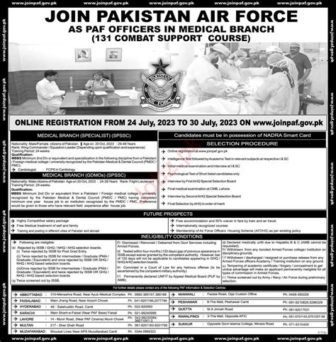 Join Pakistan Air Force As PAF Officer In Medical Branch 2025 Job