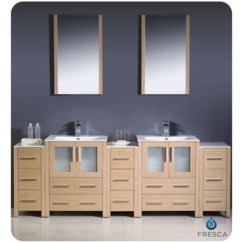 Fresca Torino Light Oak Modern Double Sink Bathroom Vanity W