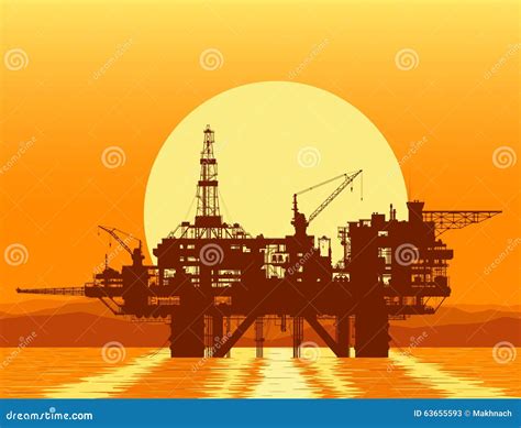 Sea Oil Rig Offshore Drilling Platform Cartoon Vector Cartoondealer